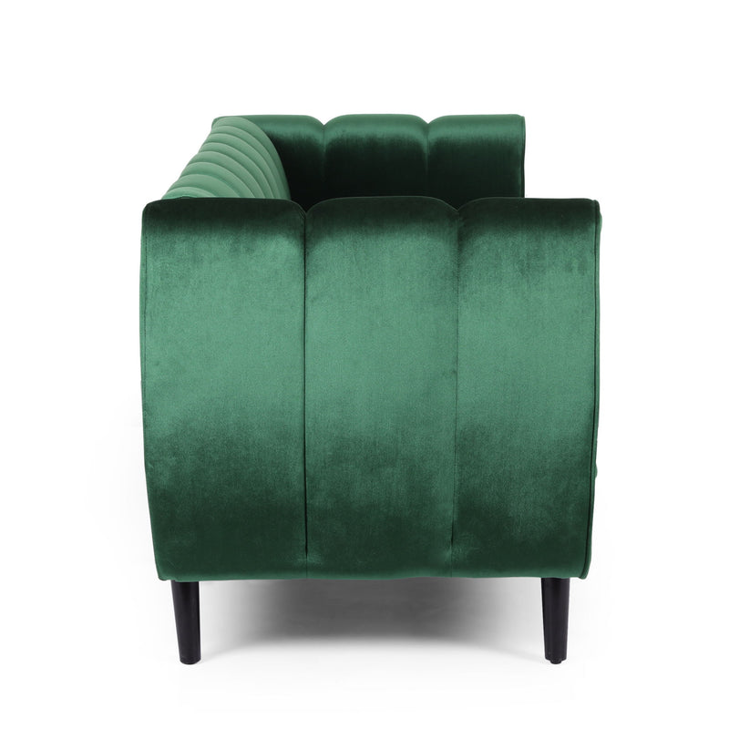 Noble House Miranda Modern Glam 3 Seater Sofa with plush upholstery and sleek design, perfect for contemporary living rooms.