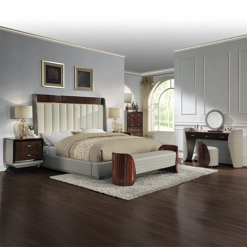 Jamonica - Vanity Stool - Gray & Dark Brown - R&R Furniture Gallery (Fountain Valley, CA)