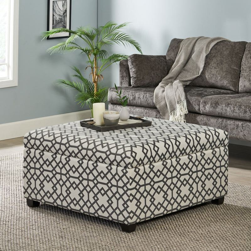 Richmond - Storage Ottoman With Unique Pattern And Ample Storage - Gray - R&R Furniture Gallery (Fountain Valley, CA)