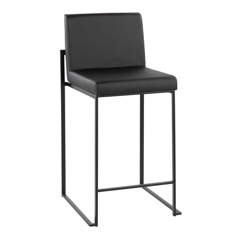 Lumi Source Fuji contemporary modern high back counter stool set with sleek design and stylish upholstery for bar or kitchen seating.
