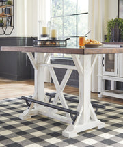 Valebeck - Rectangular Dining Room Counter Table - White / Brown - R&R Furniture Gallery (Fountain Valley, CA)