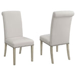 Upholstered Dining Chair With Rolled Edge Seat Back (Set of 2) - Beige