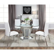 Noralie - Dining Table - Mirrored, Faux Diamonds & Clear Glass Top - R&R Furniture Gallery (Fountain Valley, CA)