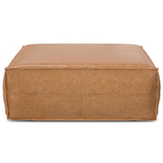 Large square coffee table pouf from Simpli-Home's Brody accent poufs collection, featuring a plush, textured fabric in neutral tones.