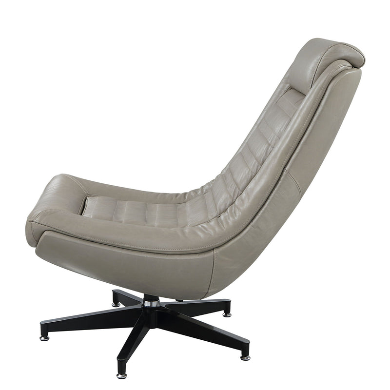 Piran - Top Grain Leather Accent Chair With Swivel - Gray