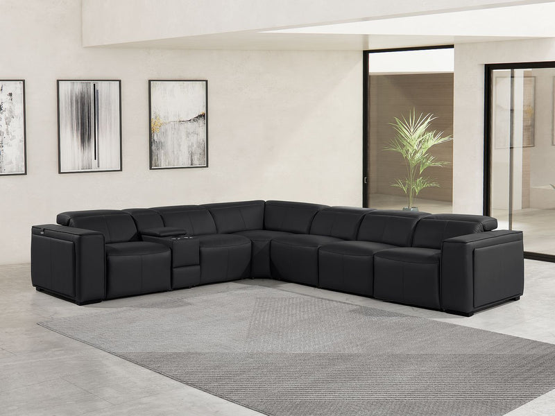 1224 - 7-Piece L-Shaped Sectional Sofa In With 3 Power Recliners & Power Headrests - R&R Furniture Gallery (Fountain Valley, CA)