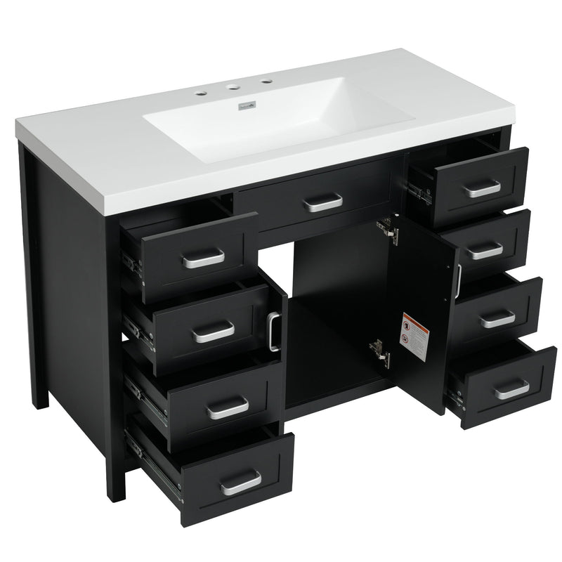 Bathroom Vanity With Sink, 2 Doors 8 Drawers, Soft Close System, Classic Design