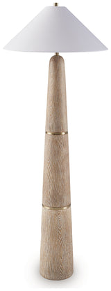 Gasparleigh - Poly Floor Lamp - Brown / Gold Finish - R&R Furniture Gallery (Fountain Valley, CA)