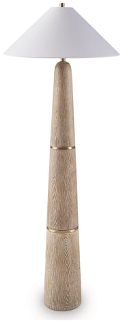 Gasparleigh - Poly Floor Lamp - Brown / Gold Finish - R&R Furniture Gallery (Fountain Valley, CA)