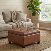Square Tufted Indoor Ottoman With Lift-Top Storage - R&R Furniture Gallery (Fountain Valley, CA)