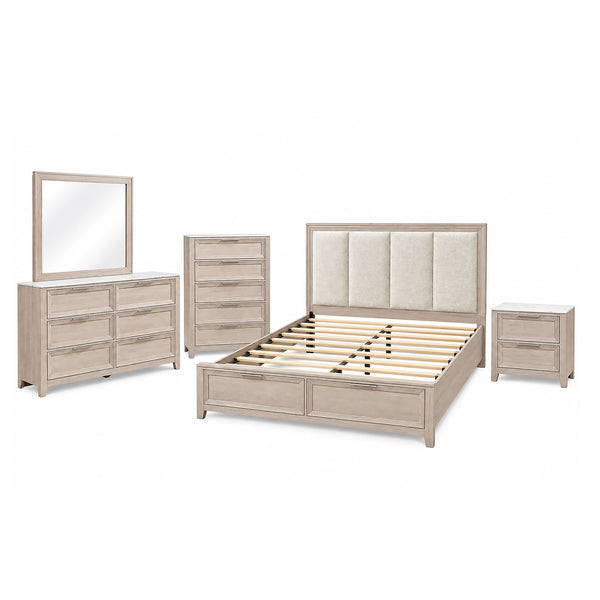 Melissa - 5 Piece Storage Bedroom Set With Padded Headboard