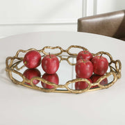 Gold chain mirrored tray by Uttermost featuring a sleek, reflective surface and a chain-inspired border design.