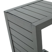 Aluminum outdoor C-shaped side table for patio by Noble House, featuring a sleek, modern design perfect for outdoor seating areas.