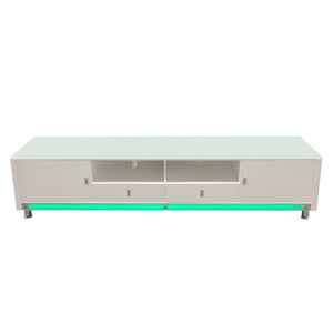K99 83 Inch Low Profile Entertainment Cabinet in White Lacquer Finish w/ RGB Multi-Color Accent Light by Diamond Sofa
