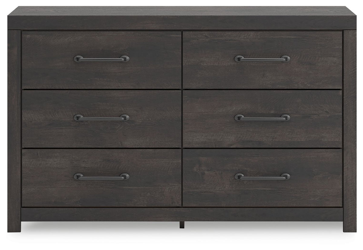 Hollivern - Six Drawer Dresser - Dark Gray - R&R Furniture Gallery (Fountain Valley, CA)