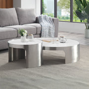 Abilene - Nesting Coffee Table Set - Marble Top & Brush Silver - R&R Furniture Gallery (Fountain Valley, CA)
