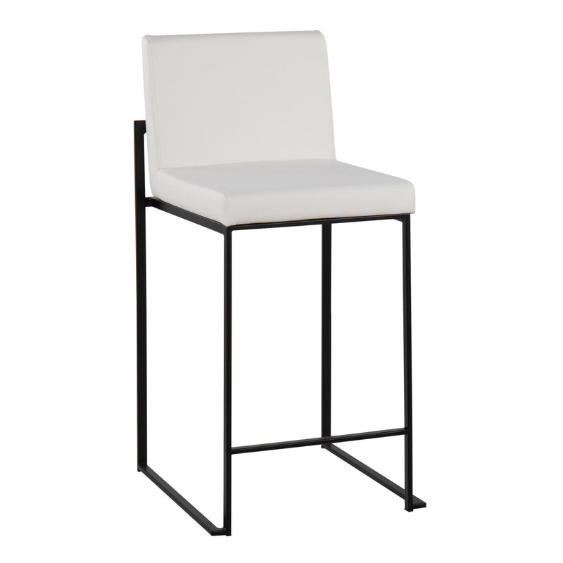 Lumi Source Fuji contemporary modern high back counter stool with sleek design and wooden legs, perfect for modern dining spaces.