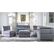 Bois II - Modular Armless Chair - Gray Velvet - R&R Furniture Gallery (Fountain Valley, CA)