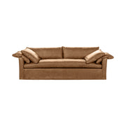 Classic Home Cassiano slip cover sofa with plush cushions and neutral fabric, stationary sofa perfect for modern living rooms.
