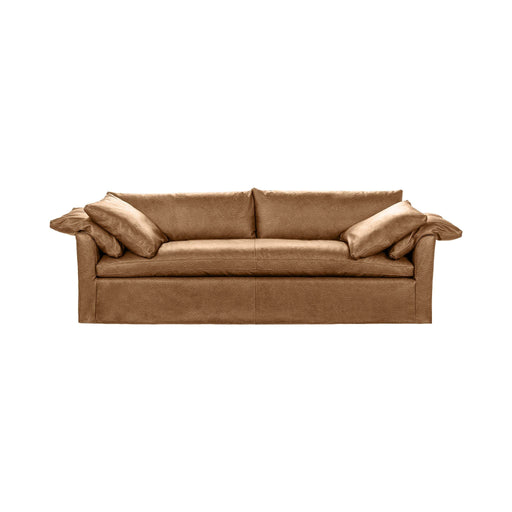 Classic Home Cassiano slip cover sofa with plush cushions and neutral fabric, stationary sofa perfect for modern living rooms.