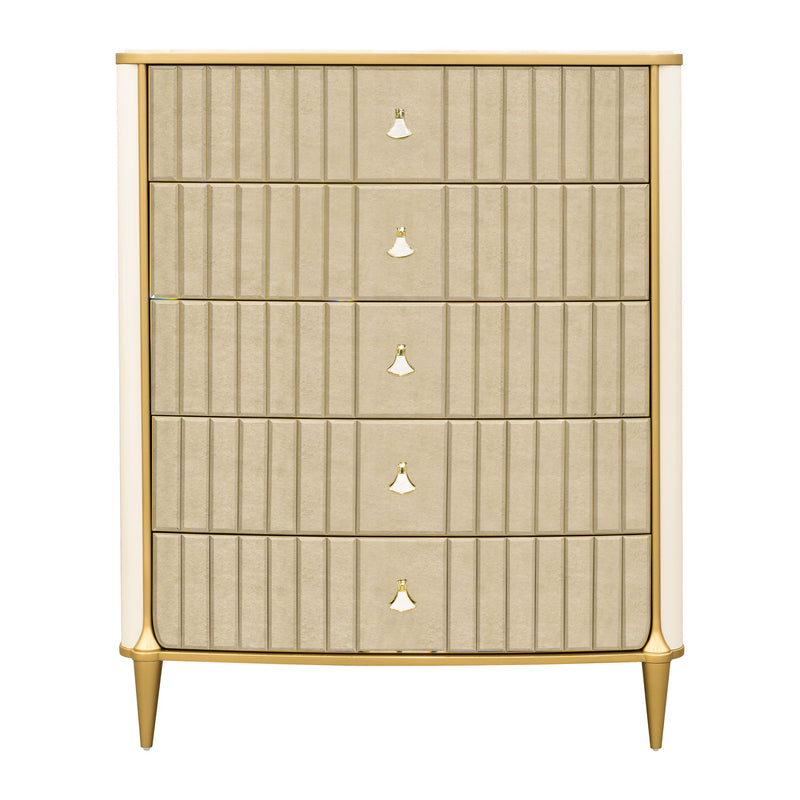 Scotts Square - 5-Drawer Chest - Light Champagne - R&R Furniture Gallery (Fountain Valley, CA)