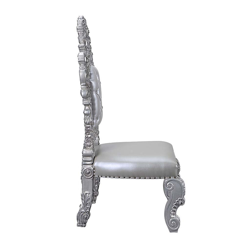 Valkyrie - Side Chair (Set of 2) - Synthetic Leather & Antique Platinum - R&R Furniture Gallery (Fountain Valley, CA)