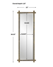 Uttermost Abanu ribbed dressing mirror, vanity mirror with a sleek, ribbed frame, ideal for bedroom or dressing area decor.
