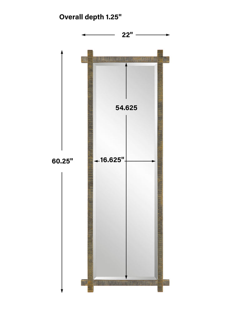 Uttermost Abanu ribbed dressing mirror, vanity mirror with a sleek, ribbed frame, ideal for bedroom or dressing area decor.