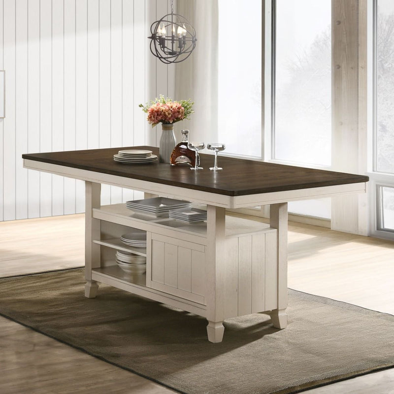 Tasnim - Counter Dining Table - Oak & Antique White