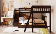 Solid L Shaped Bunk Bed With 3 Drawers, Ladder And Staircase - R&R Furniture Gallery (Fountain Valley, CA)