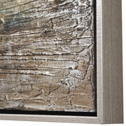 Hand painted abstract canvas art titled Desert Rain with pearl silver accents by Uttermost, featuring vibrant, textured brushstrokes.