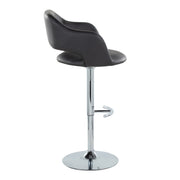 Lumi Source Margarite contemporary adjustable barstool set with swivel, rounded T footrest, black finish, modern design, set of 2