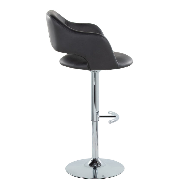 Lumi Source Margarite contemporary adjustable barstool set with swivel, rounded T footrest, black finish, modern design, set of 2