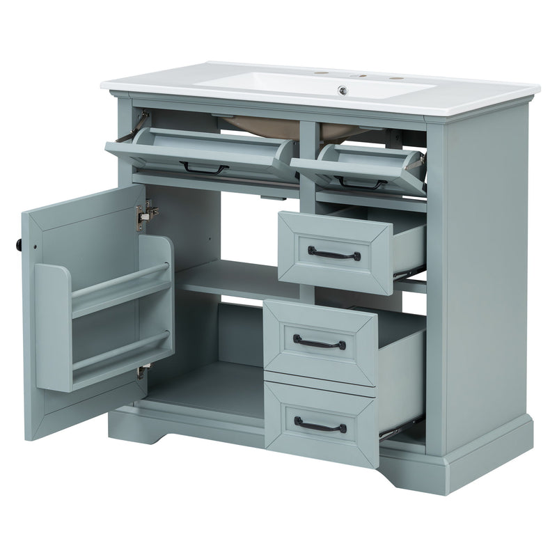 36" Bathroom Vanity With Sink, 2 Tip Out Drawers, Soft Close Hinges - R&R Furniture Gallery (Fountain Valley, CA)