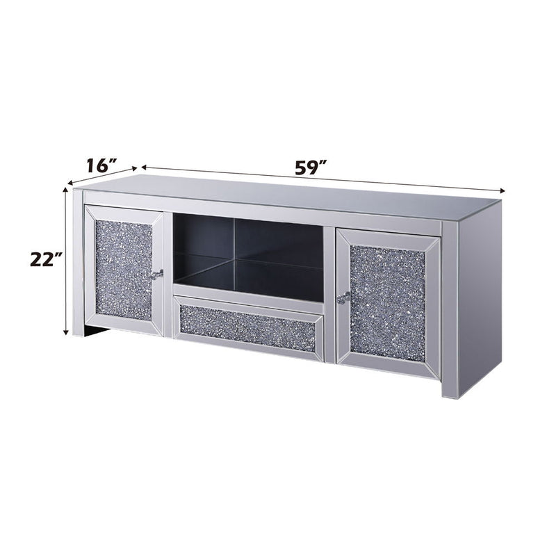 Noralie - TV Stand - Mirrored & Faux Diamonds - R&R Furniture Gallery (Fountain Valley, CA)