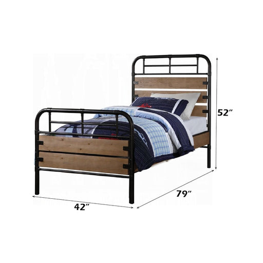 Adams - Twin Bed - Antique Oak & Black - R&R Furniture Gallery (Fountain Valley, CA)