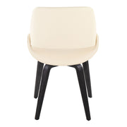 Pair of Lumi Source Fabrico mid-century modern dining chairs with comfortable upholstered seats and wooden legs.