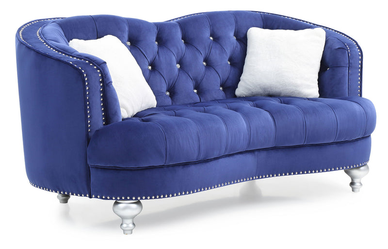 Glory Furniture Jewel loveseat stationary loveseat with plush fabric upholstery and elegant design, perfect for cozy living rooms.