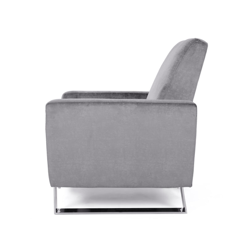 Bolt - Upholstered Recliner Chair With Stainless Steel Base - Gray / Chrome - R&R Furniture Gallery (Fountain Valley, CA)