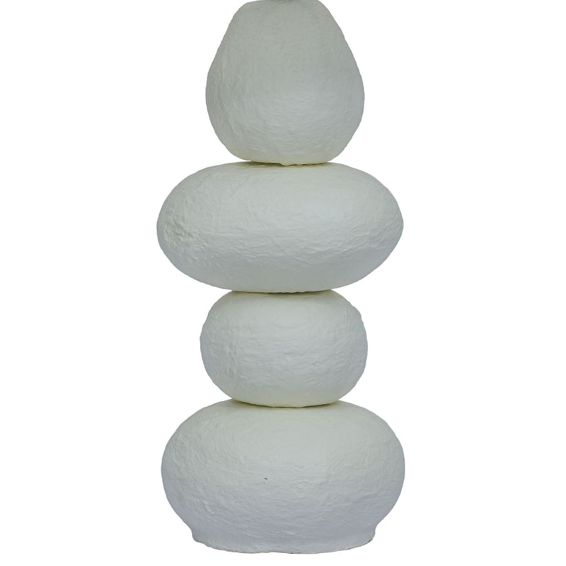 TOV Furniture Pebble Papier Mache Lamp on a table, round textured surface with soft lighting, modern table lamp design.