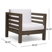 Outdoor Acacia Wood Patio Chair With Fabric Cushion - R&R Furniture Gallery (Fountain Valley, CA)