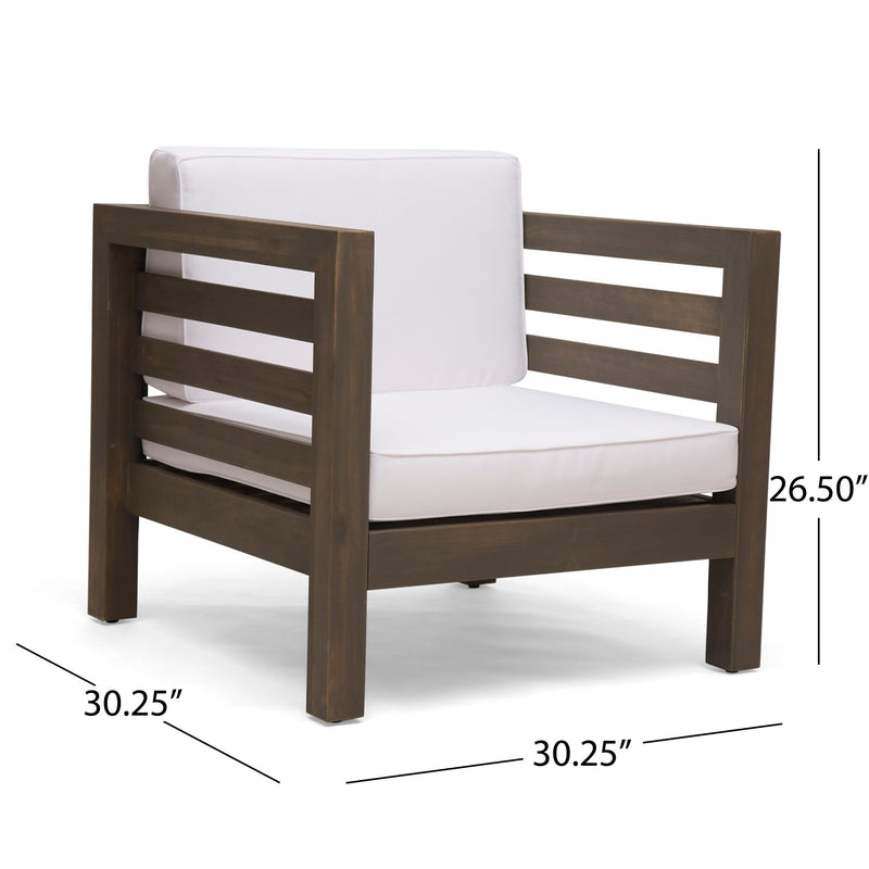 Outdoor Acacia Wood Patio Chair With Fabric Cushion - R&R Furniture Gallery (Fountain Valley, CA)
