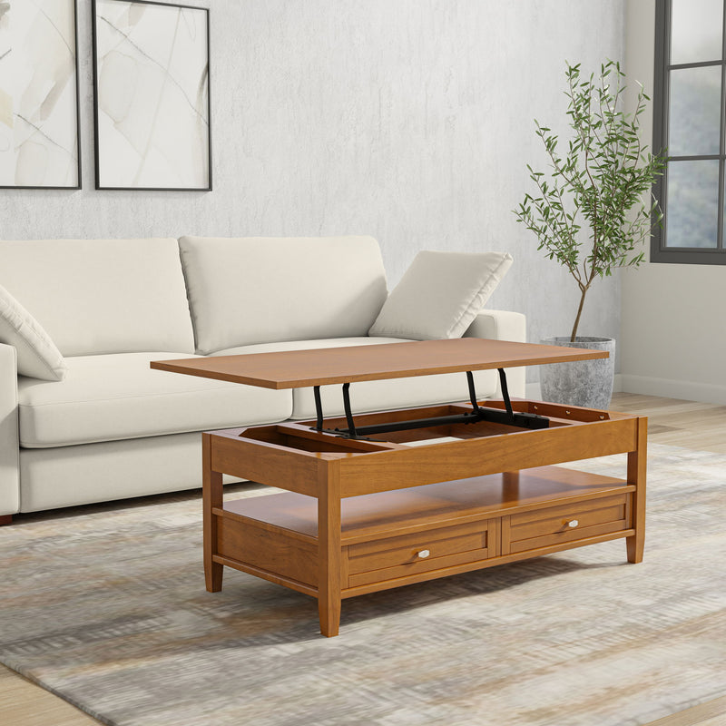 Warm Shaker - Lift Top Coffee Table With Hidden Storage And Lift Top Functionality - Brown - R&R Furniture Gallery (Fountain Valley, CA)