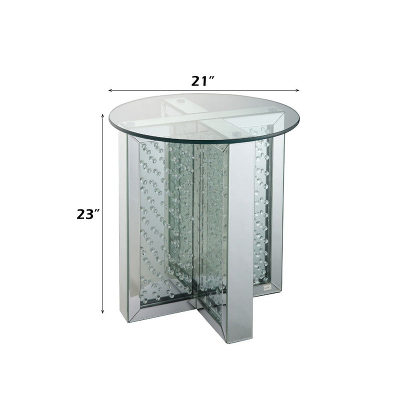 Nysa - 23" End Table - Mirrored & Faux Crystals - R&R Furniture Gallery (Fountain Valley, CA)