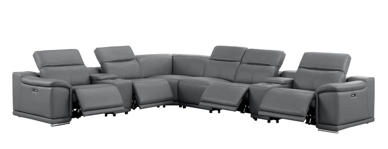 2679 - 8-Piece L-Shaped Power Reclining Sectional In Genuine Leather (4 Recliners)