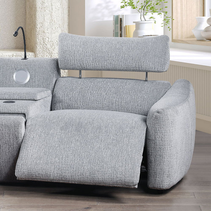 Fullar - RAF Modular Power Motion Recliner - Light Gary Chenille - R&R Furniture Gallery (Fountain Valley, CA)