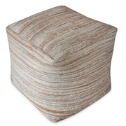 Beige Shiro accent pouf by Uttermost featuring a soft fabric cover and round shape, ideal for modern living room decor