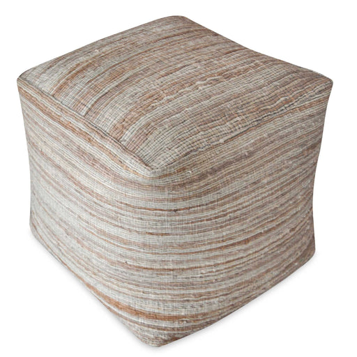 Beige Shiro accent pouf by Uttermost featuring a soft fabric cover and round shape, ideal for modern living room decor