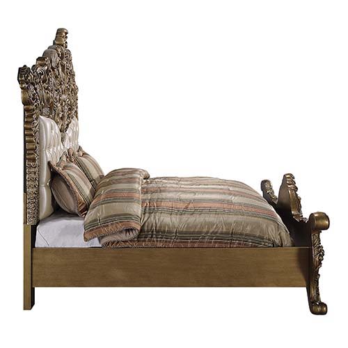 Constantine - Eastern King Bed - Synthetic Leather , Light Gold, Brown & Gold - R&R Furniture Gallery (Fountain Valley, CA)