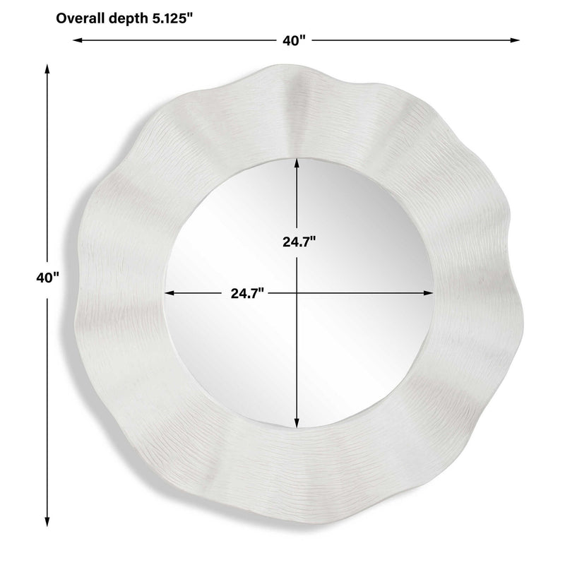 Wave Length - Round Mirror - White